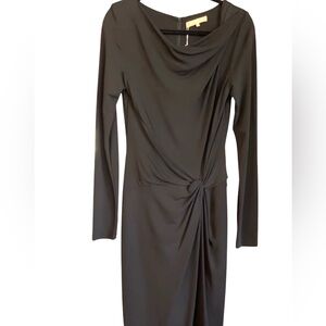 Michael Kors Italian Made PreFall 2012 Collection L/S Black Midi Dress Size 12